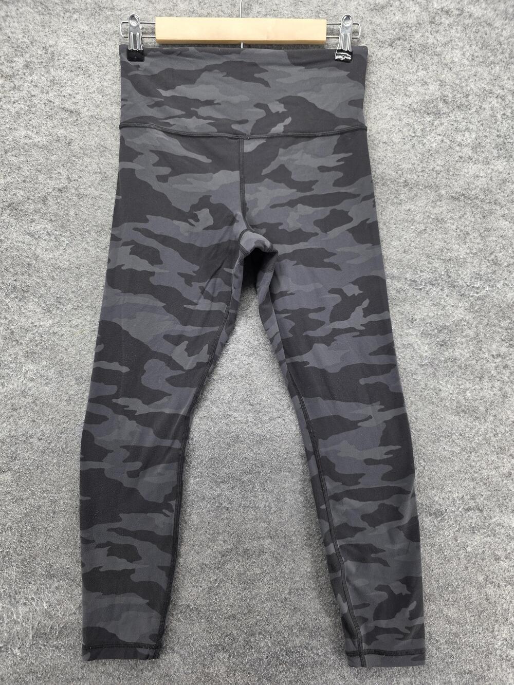 Athleta Leggings Womens S Gray Ankle High Rise Camo Nylon Spandex Elation 7/8